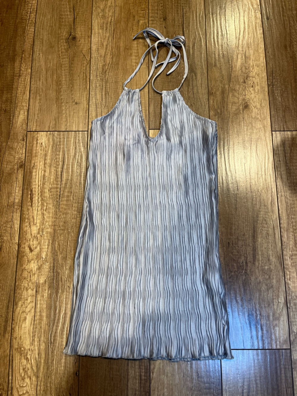 Motel Rocks Denada Silver Crinkle Mini Dress Y2K Metallic Party Bodycon